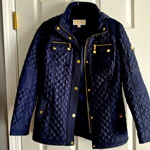 Michael Kors Quilted Jacket with hidden hood. Navy Blue Small jacket.